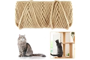 Niserelesa 50M Sisal Rope for Cat Scratchers, Cat Scratching Sisal Rope 6mm Natural Jute Hemp Rope, Ideal for Replace Scratch