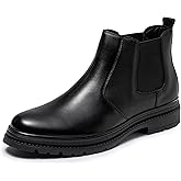 OKKO Mens Chelsea Dress Boots, Genuine Leather Classic Comfortable Casual Slip On Ankle Boot for Men