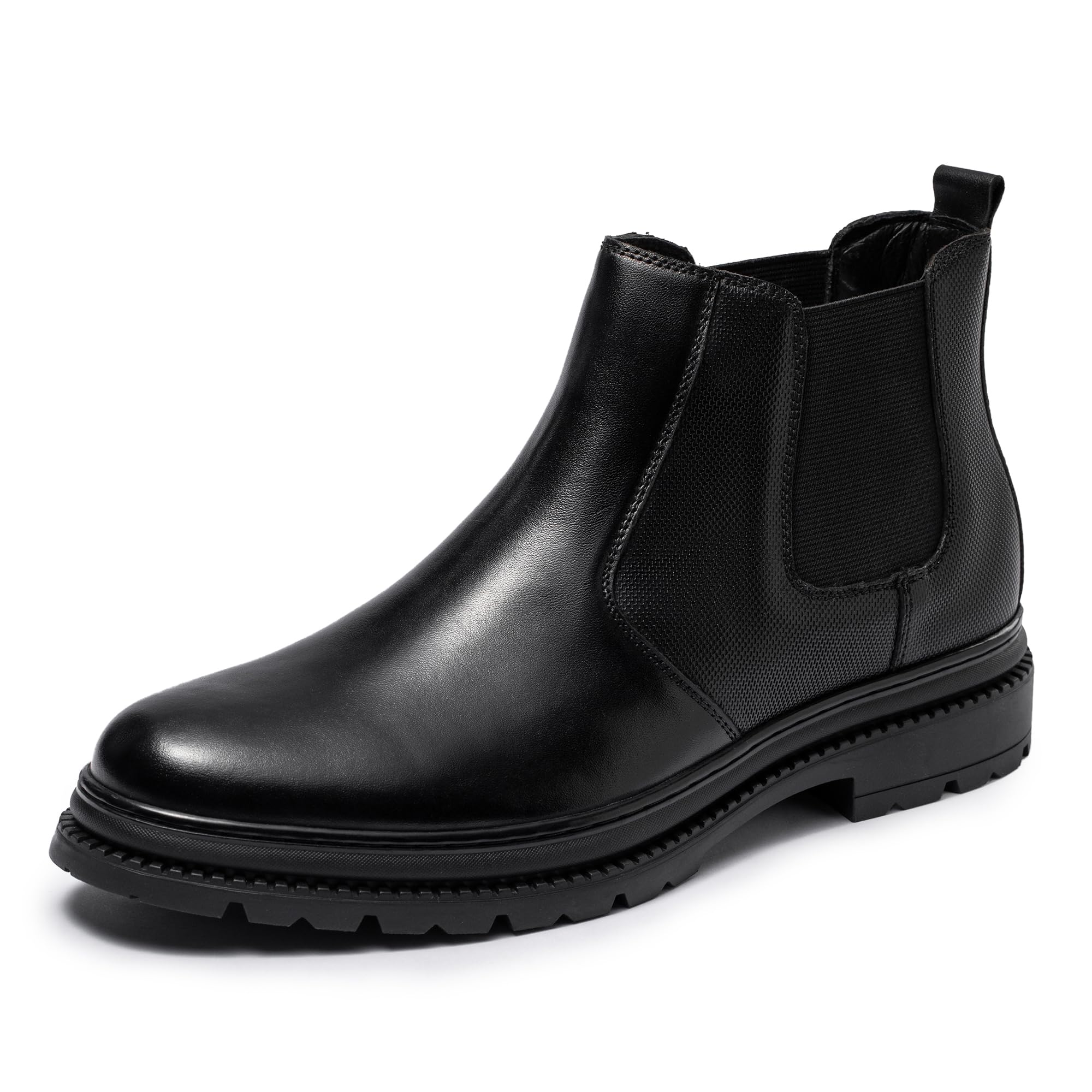 Photo 1 of OKKO Mens Chelsea Dress Boots, Genuine Leather Classic Comfortable Casual Slip On Ankle Boot for Men