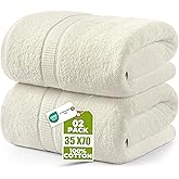 Utopia Towels Jumbo Bath Sheets, 2 Pack, 35x70 In, 600 GSM Cotton,  Ivory | Extra Large Ring Spun Cotton Bath Sheets - Soft, Plush, Quick-Drying, Highly Absorbent, Great for Everyday Use