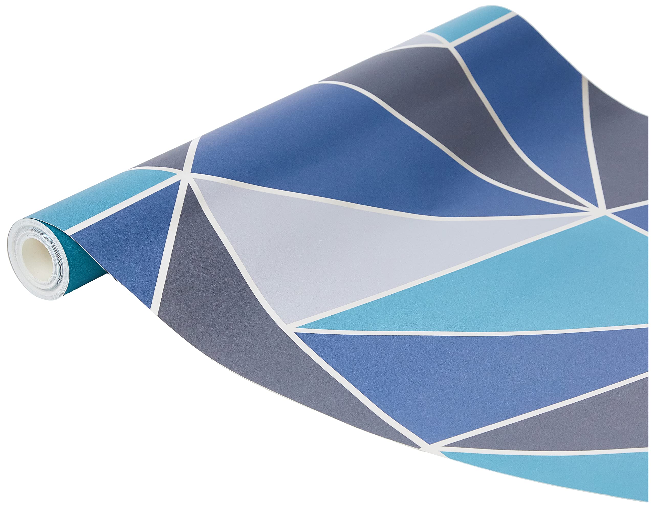 Fine Décor FD42001 UK Apex Geo Sidewall Wallpaper, Aqua/Navy