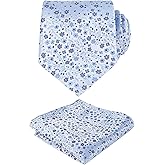 Alizeal Mens 3.15inches Exquisite Floral Tie with Small Flower Printed Pocket Square