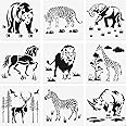 9 Pieces Animal Stencil Templates Reusable Animal Painting Stencil Bear Tiger Elephant Horse Lion Giraffe Zebra Rhino Deer Craft Drawing Template for Greeting Card Scrapbook Wall Art (8 Inch)