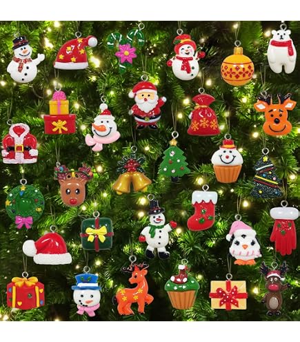 24 Pcs Mini Boules de Noël avec Cintre, Boules de Noël en Plastique Incassable, 3CM Petites Boules de Boules Mini Sapin de Noël de Table Décorations de Sapin de Noël Ensemble (36PCS