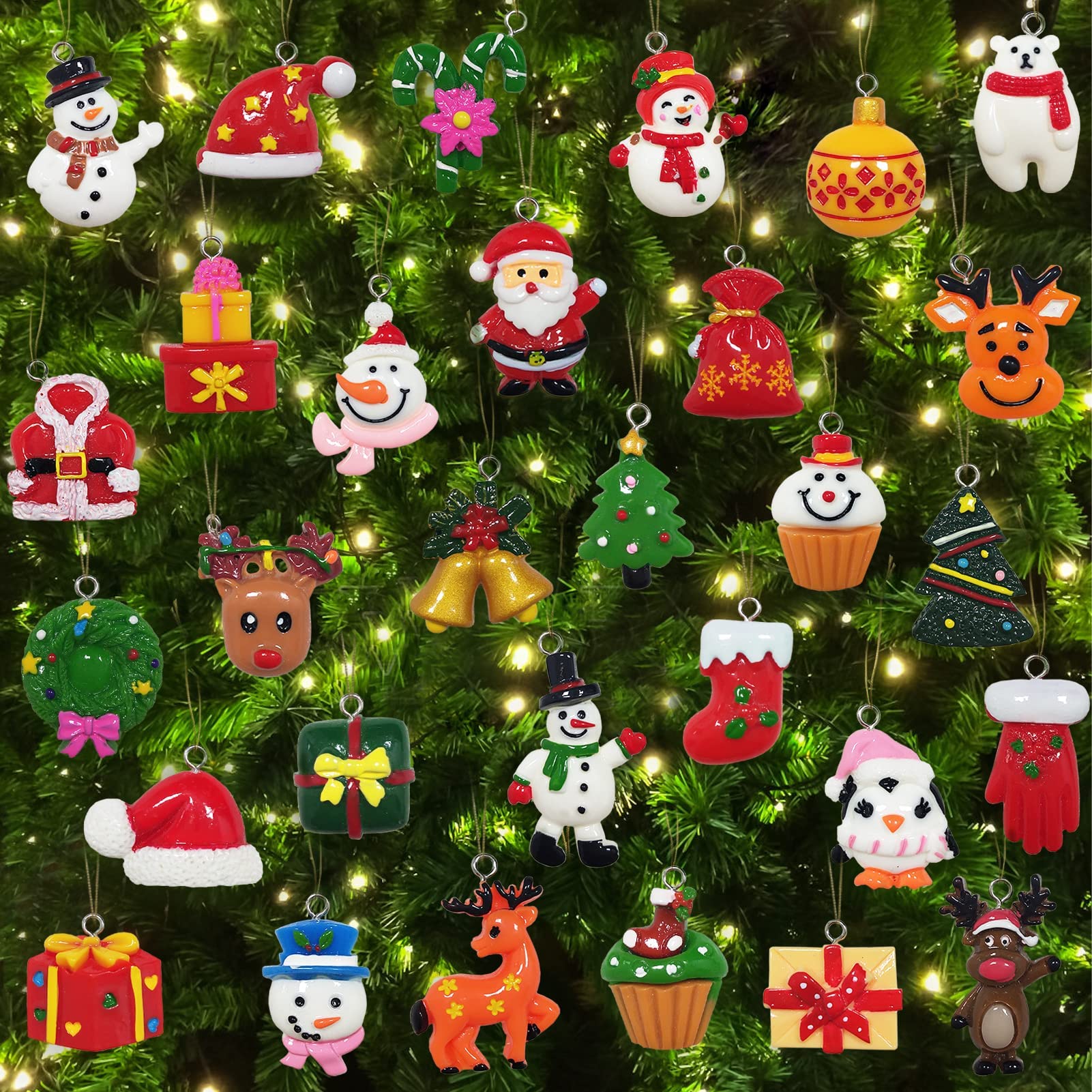 Photo 1 of 30pcs Mini Christmas Ornaments for Mini Tree Decorations Small Christmas Ornaments Resin Miniatures for Craft Christmas Decor