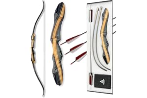 Lightning Archery Recurve Bow and Arrow Set 62" Archery Hunting Bow Wooden Takedown Recurve Bow for Adults Beginners to Advanced Outdoor Practice & Hunting (25-60lbs)