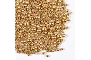 MILOVIN Pearl Sprinkles, Gold Pearls for Cake Decorating, Cake Pearls, Metallic Pearl Sprinkles Mix for Cake, Cupcakes, Macaron, Ice Cream, and Cookies. (120g/4.23oz)