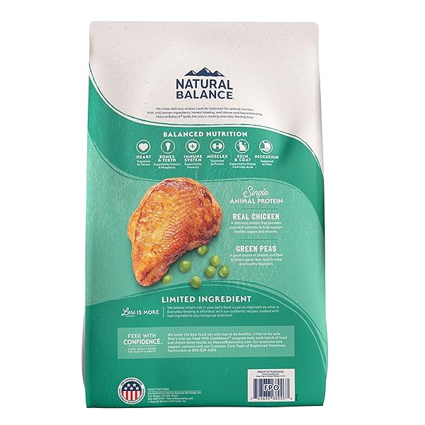 NATURAL BALANCE LIMITED INGREDIENT ADULT GRAIN-FREE DRY CAT FOOD, CHICKEN & GREEN PEA RECIPE, 10 POUND (PACK OF 1)