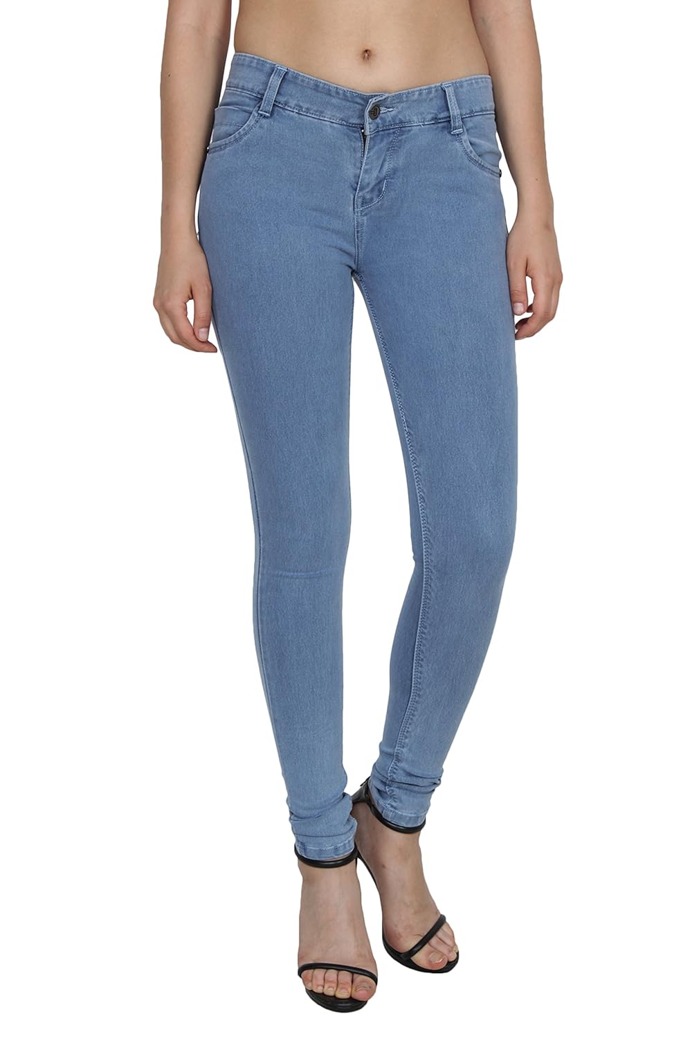 buttun silky soft skinny denim cotton jeans for women