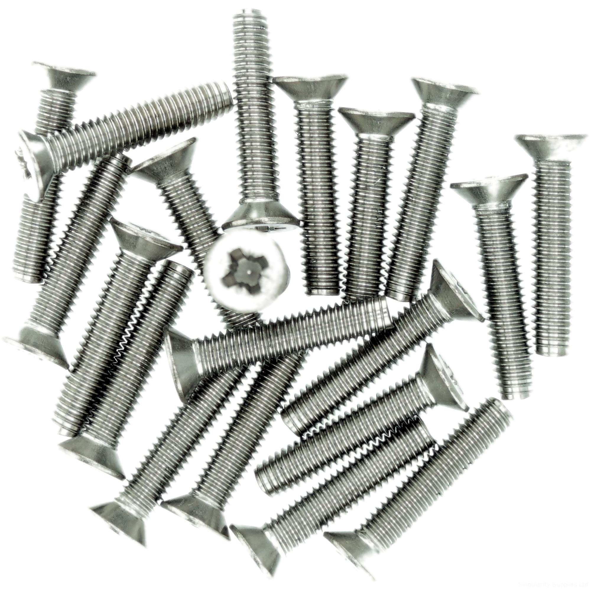 M3 (3mm x 10mm) Pozi Countersunk Thread Rolling Screw - Stainless Steel (A2) (Pack of 20)