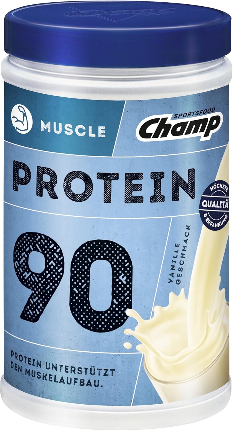 Sports Line Champ Protein 90 Shake Test Champ Muscle Protein 90 Eiweißshake (390 g) – Protein Shake mit Vanille