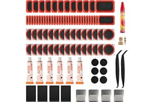 GASRONS Bike Tire Repair Kit, 101 Pcs Bicycle Tube Patch Kit with Vulcanizing Patches & Tire Repair Glue, Portable Inner Tube Repair Kit for Mountain Road Bike, Motorcycle & Inflatable Tires
