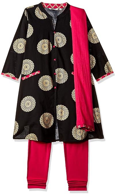 Karigari Girl's Cotton a line Salwar Suit Set (277059101_Assorted_08Y