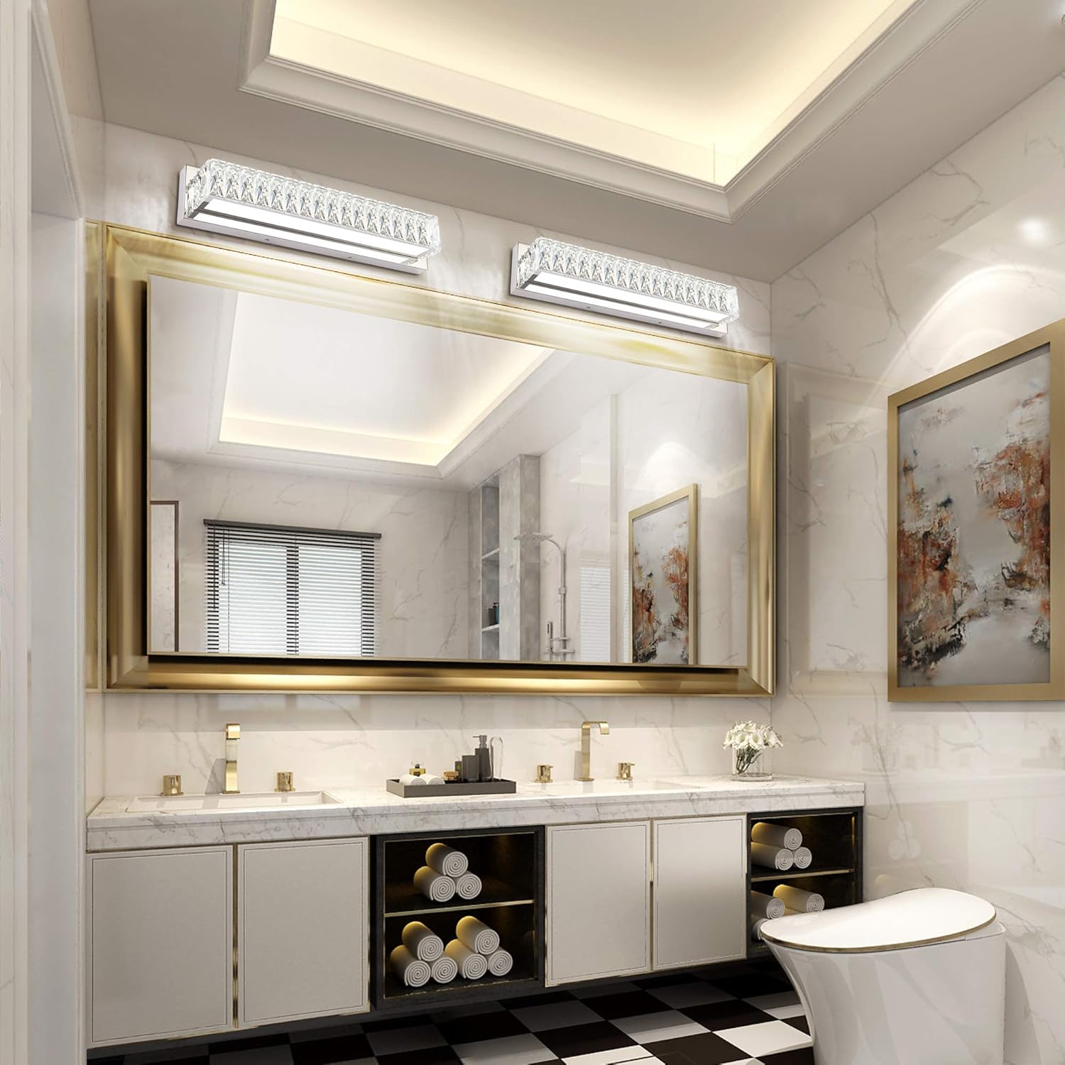ZUZITO Crystal Bathroom Vanity Lighting Fixtures 7500 Modern LED Vanity Lights Over Mirror White Light - - 