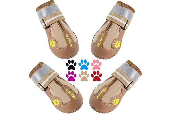 QUMY Dog Shoes for Large Dogs, Medium Dog Boots & Paw Protectors for Winter Snowy Day, Summer Hot Pavement, Water-Resistant i