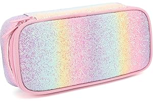 FlowFly Pencil Case for Girls Boys, Large Capacity Pencil Pouch for Kids, Portable Soft Pen Bag for Teen, Glitter