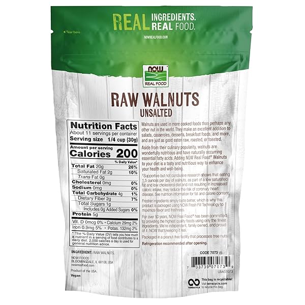 NOW FOODS, WALNUTS, RAW AND UNSALTED, HALVES AND PIECES, NATURAL SOURCE OF PROTEIN AND ESSENTIAL FATTY ACIDS, GROWN IN THE USA, CERTIFIED NON-GMO, 12-OUNCE (PACKAGING MAY VARY)