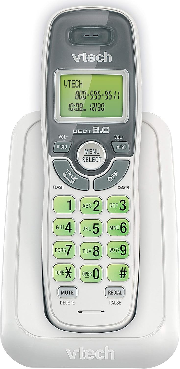 VTech CS6114 DECT 6.0 Cordless Phone with Caller ID/Call Waiting, White/Grey with 1 Handset: Electronics