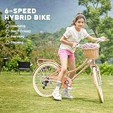 Glerc Missy 24 Inch Girl Cruiser Bike 6-Speed Peach with Basket Rack view 2
