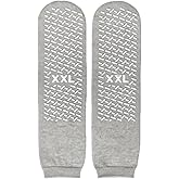 2XL Non Slip Sock, Extra Wide Slipper Socks, Gripper Socks, Non-Skid, Single Tread (Pack of 3)