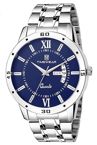 Day Date Functioning Blue Dial Chain Watch for Men