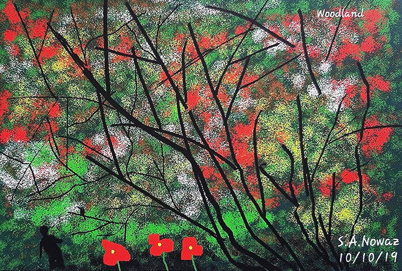 Irina Modern Art Cotton Stretched Canvas Woodland Framed Painting for Living Room Bedroom Home and Office Work Station for Wall Decor (12 x 8.5 Inches Painting Guru S A NOWAZ)