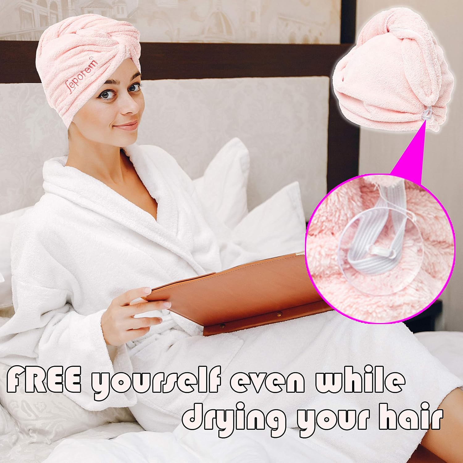 3 Pack Hair Towel - LARGE 10” X 26” Premium Microfiber Hair Towel Wrap, Super Absorbent & Quick Drying Hair Towel Turban for Dry, Curly, Long & Thick Hair, Large Beautiful Hair Wrap Towel (Pale Pink): Home & Kitchen