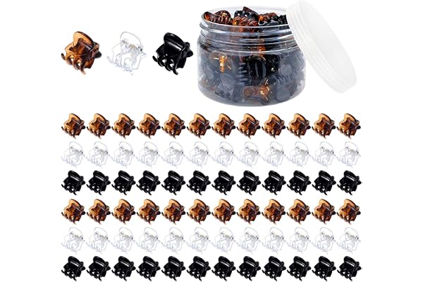 Mini Hair Clips for Women Ladies Girls, Funtopia 72 Pcs Small Hair Claw Clips Tiny Plastic Hair Claws Pins Clamps with a Box