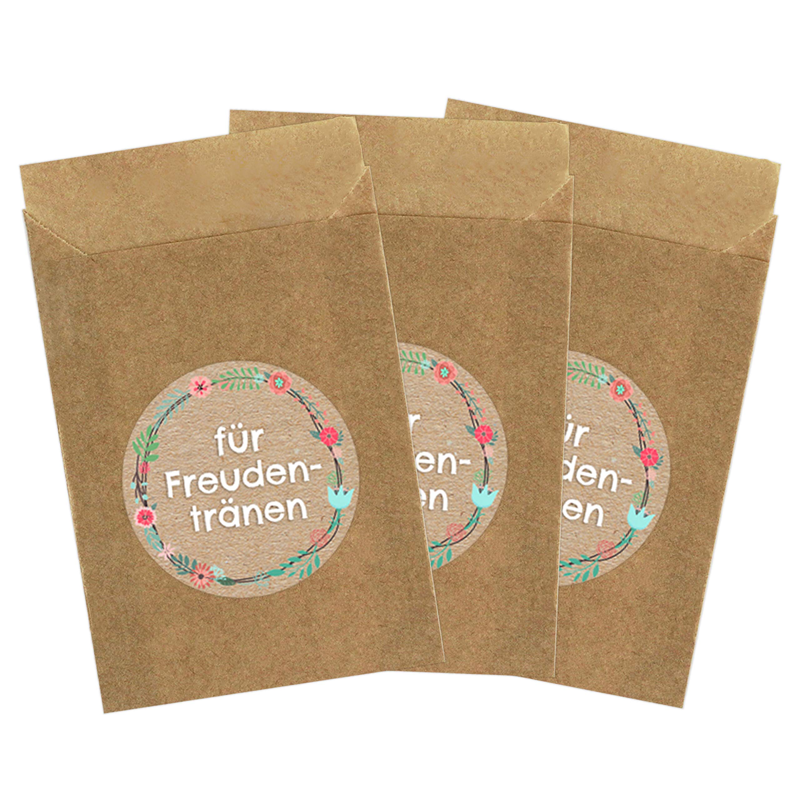 50 Paper Bags & 50 Tears of Joy Stickers for Wedding | Packaging for Tears of Joy, Handkerchiefs, Vintage Decorative Paper Bags & Stickers Set 6