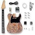 BexGears DIY Electric Guitar Kits for TL style engraved surface natural color Okoume wood Body maple neck & composite ebony fingerboard