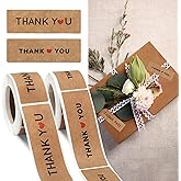 Fssqii 240pcs Thank You Stickers Rectangle Kraft Paper Thank You Labels Stickers for Gift Seal 1''x 3" Self-adhesive Labels for Packaging Sticker Tags for Shopping Small Business DIY Stickers(Style C)