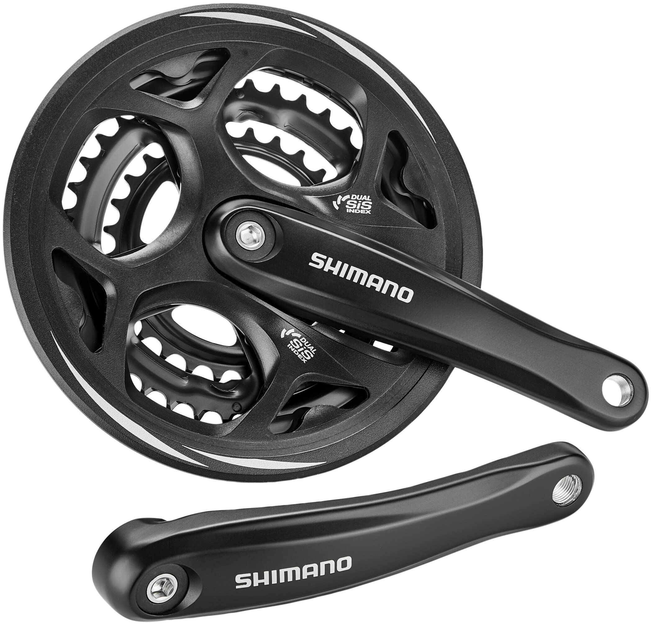 Shimano FC-M311 Altus square taper chainset, 48/38/28T, with chainguard, 175 mm, Black