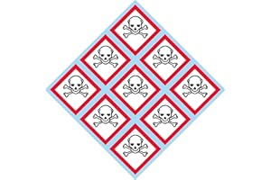 I MAKE DECALS GHS Toxic, Skull, Skull and Crossbones, Pictogram, 2" W x 2" H Decal, Label, kit OSHA Compliant, Vinyl Sticker, Sheet, 9 of The Decals per Sheet