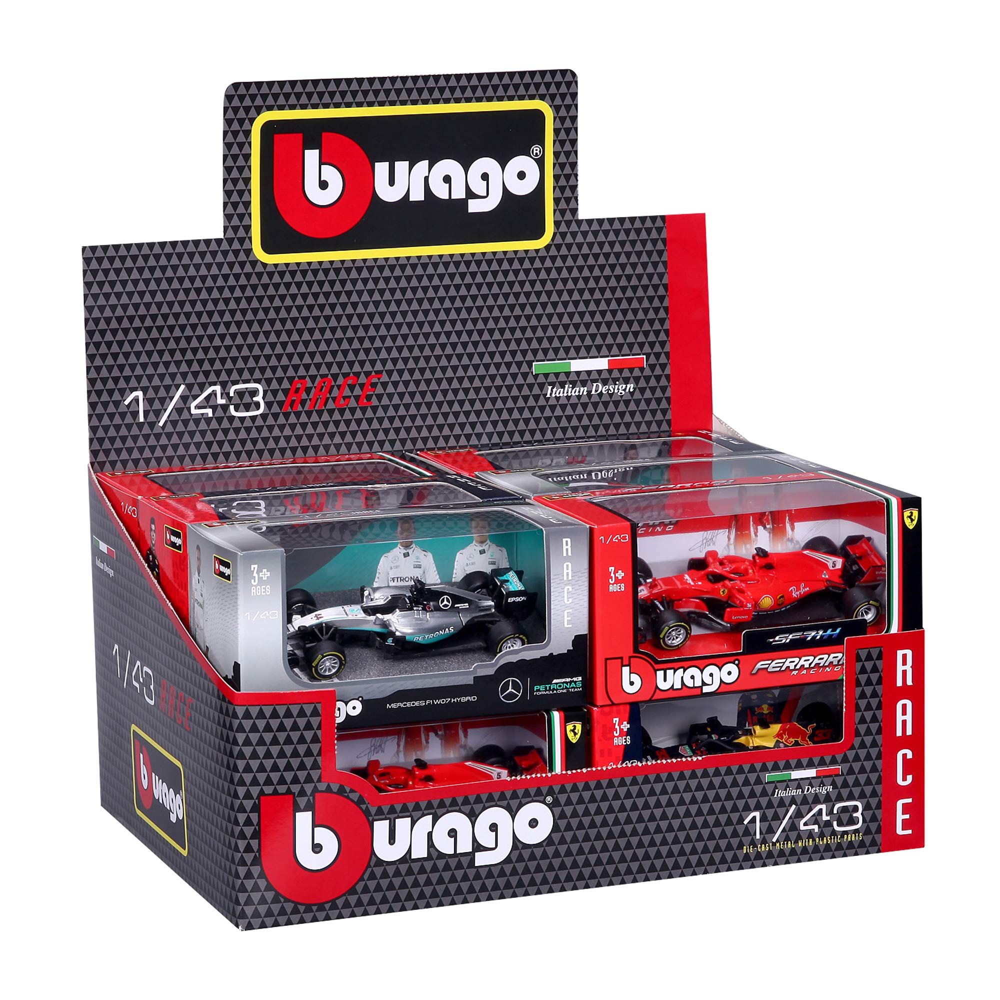 Bburago 1:43 F1 CAR ASSORTMENT HAMILTON, VERSTAPPEN AND LECLERC