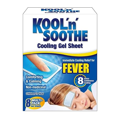KOOL 'N' SOOTHE Fever Cooling Gel Sheets/Family Pack - 8 Pack/Children 1+ Year/Immediate Cooling Relief for Fever