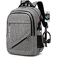 FENGDONG Large Laptop Backpack 17.3 inch Durable Waterproof Travel College Backpack Bookbag for Men & Women Business Backpack with USB Charging Port and Headset Port Dark Gray