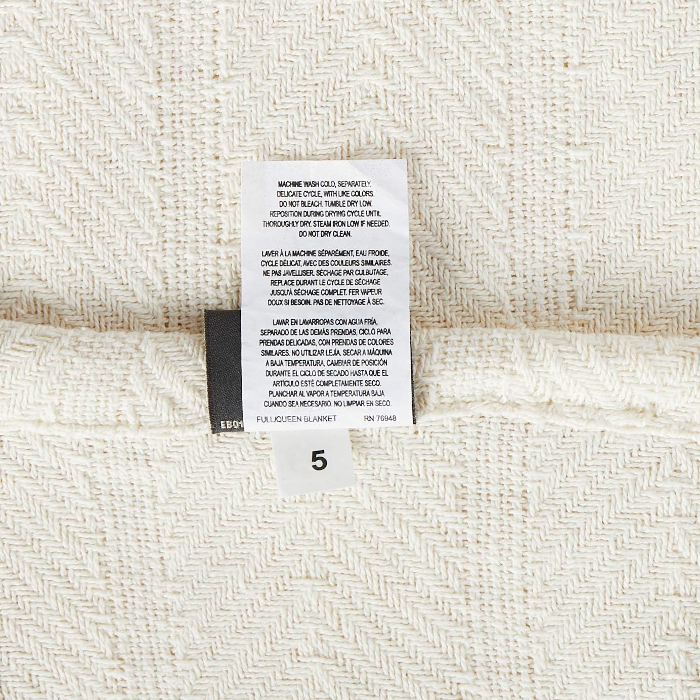 Eddie Bauer | Herringbone Collection | 100% Cotton Light-Weight and Breathable Blanket, Cozy and Soft Throw, Machine Washable, Full/Queen, Bone: Home & Kitchen