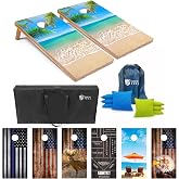Tailgating Pros Cornhole Board Set w/Bean Bags and Carrying Case - 4'x2' Corn Hole Toss - Tournament and Lightweight Options - Optional LED Lights