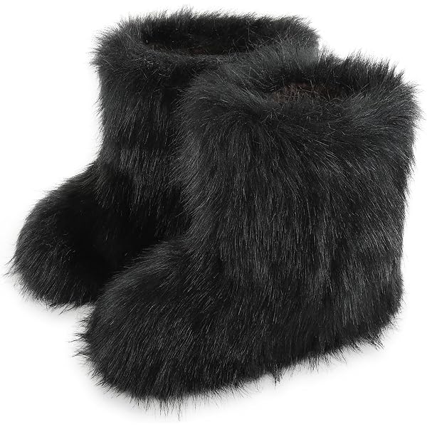 MH Bailment Women's Faux Fur Winter Boots - Mid-Calf Fluffy Snow Boots With 1" Heel, Warm & Fashionable - View #8