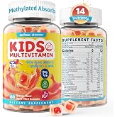 Kids Multivitamin Gummies with Iron, Sugar Free Kids 4+ Methylated Vitamins | Daily Vitamins + Algae Omega 3(DHA &amp; EPA), Probiotics, D3, MethylFolate, B12, B6, Zinc, Biotin, Healthy Growth, Immune, 60 Ct