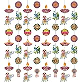 Ceenna 8 Pcs Happy Diwali Hanging Decoration Supplies Indian Festival of Lights Hanging Banner Deepavali Suture Paper Circle Garland Diwali Decor for Home Doorway Curtain Birthday Party Decoration