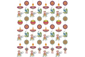 Ceenna 8 Pcs Happy Diwali Hanging Decoration Supplies Indian Festival of Lights Hanging Banner Deepavali Suture Paper Circle Garland Diwali Decor for Home Doorway Curtain Birthday Party Decoration