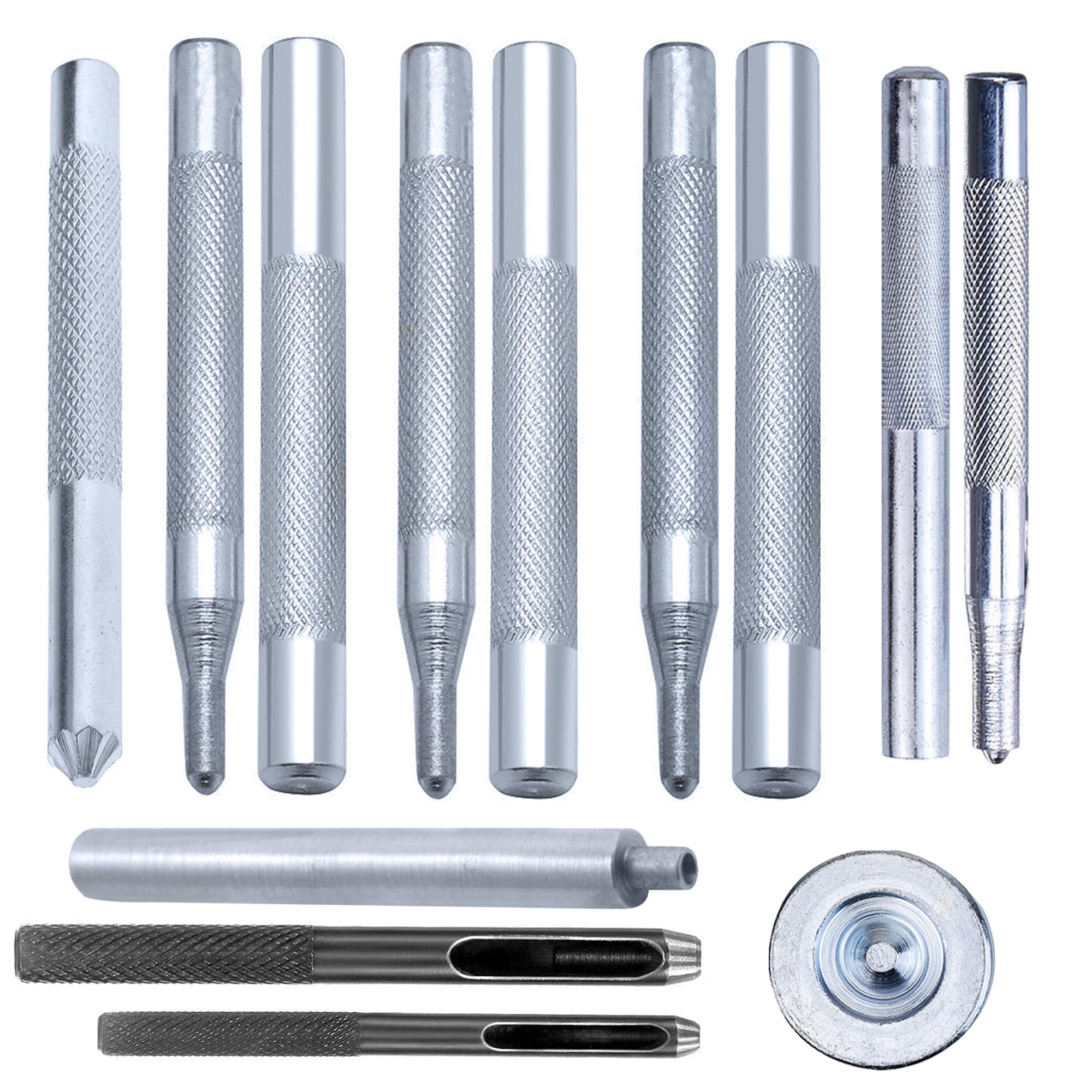 Trimming Shop 13pcs Leather Punch Tool Set, Metal Belt Hole Puncher for Leather & Fabric, Eyelet Punch, Snap Fastener Kit & Rivet Tools, Includes Base Setter, for Craft, Clothing Repair Belts Handbags