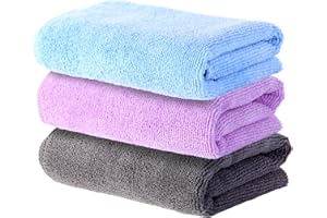 Wmiyafff Microfiber Gym Towels Set for Sports Fitness, Yoga, Workout, Exercise, Tennis, Super Soft and Quick-Drying Gym Towels for Women Men (3 Pack, Grey+Blue+Purple)