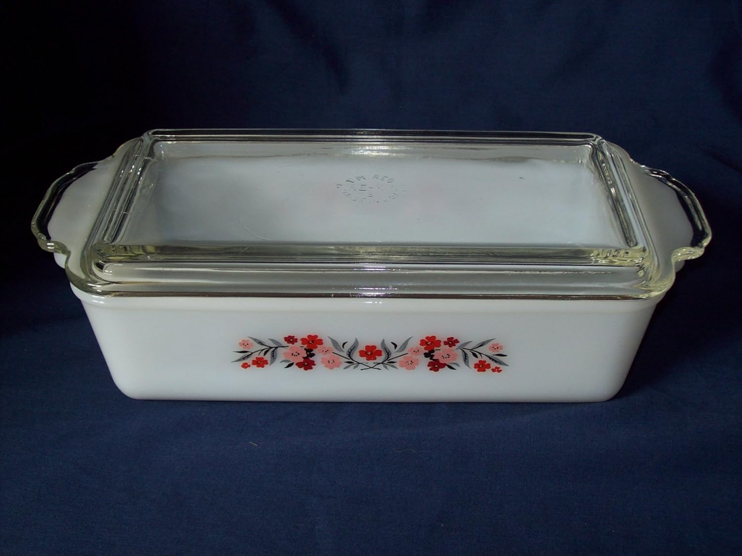 Vintage 1960s Fire King Primrose Glass Loaf Pan w/ Lid