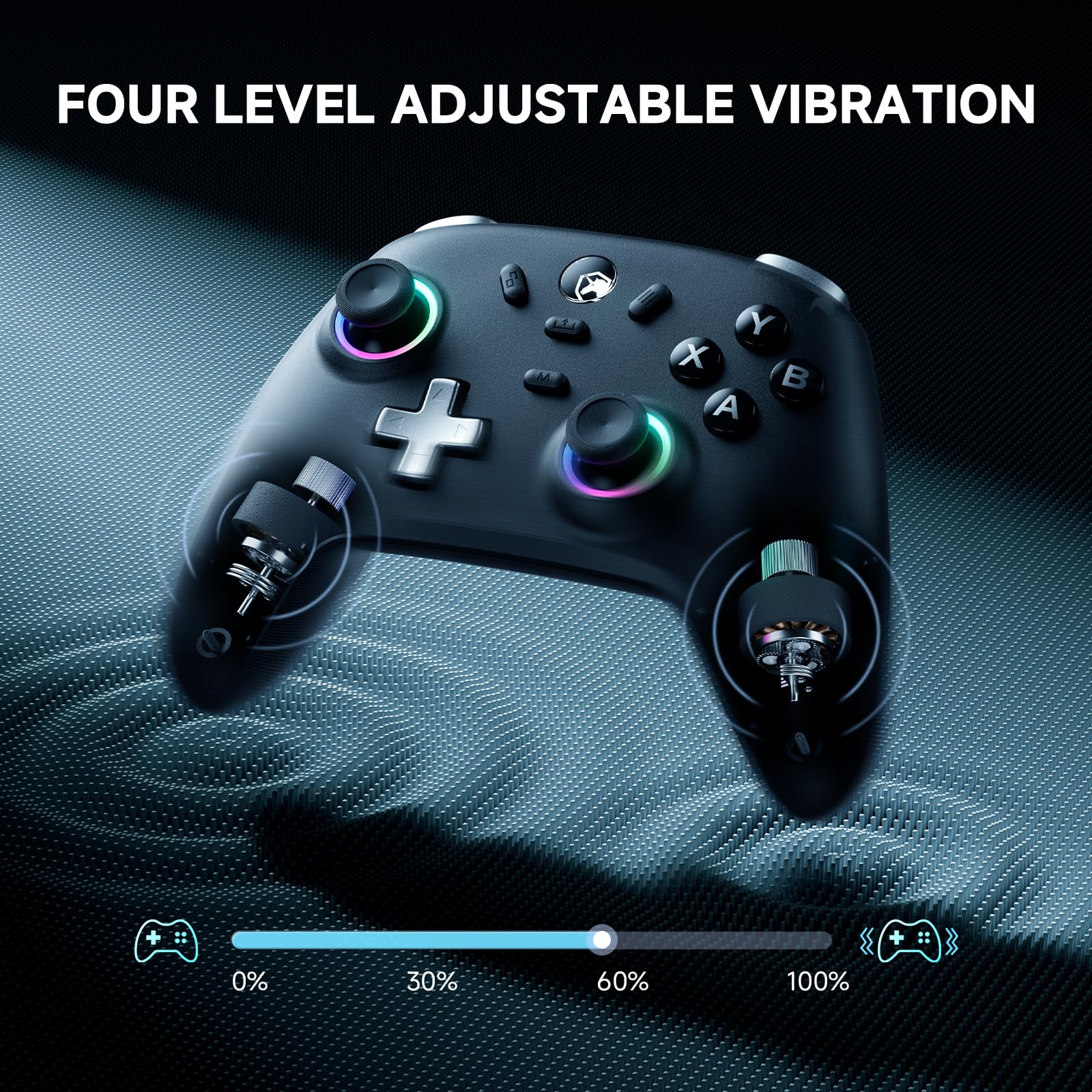 ECHTPower PC Wireless Controller, 1000Hz Gaming-Controller mit RGB/Hall-Joystick/Turbo/Vibration/800mAh Wiederaufladbare Batterie, Wireless-Controller für PC/Switch 2/Switch/Steam (Ladestation) 6