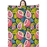 Turamurra Tropical Guava Throw Blanket for Women Nature Lovers,50x60 in,Fruit and Leaf Flannel Blankets for Bedroom,Couch,Travel,Home Decor,Fuzzy Soft Cozy Warm Gifts