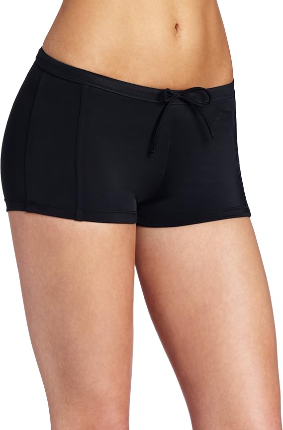 Speedo Women's Solid Swim Short Bottom, Black, XSmall