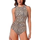 RXRXCOCO Women's Tummy Control One Piece Swimsuit Ruched High Neck Full Coverage 2026 Bathing Suit Swimwear