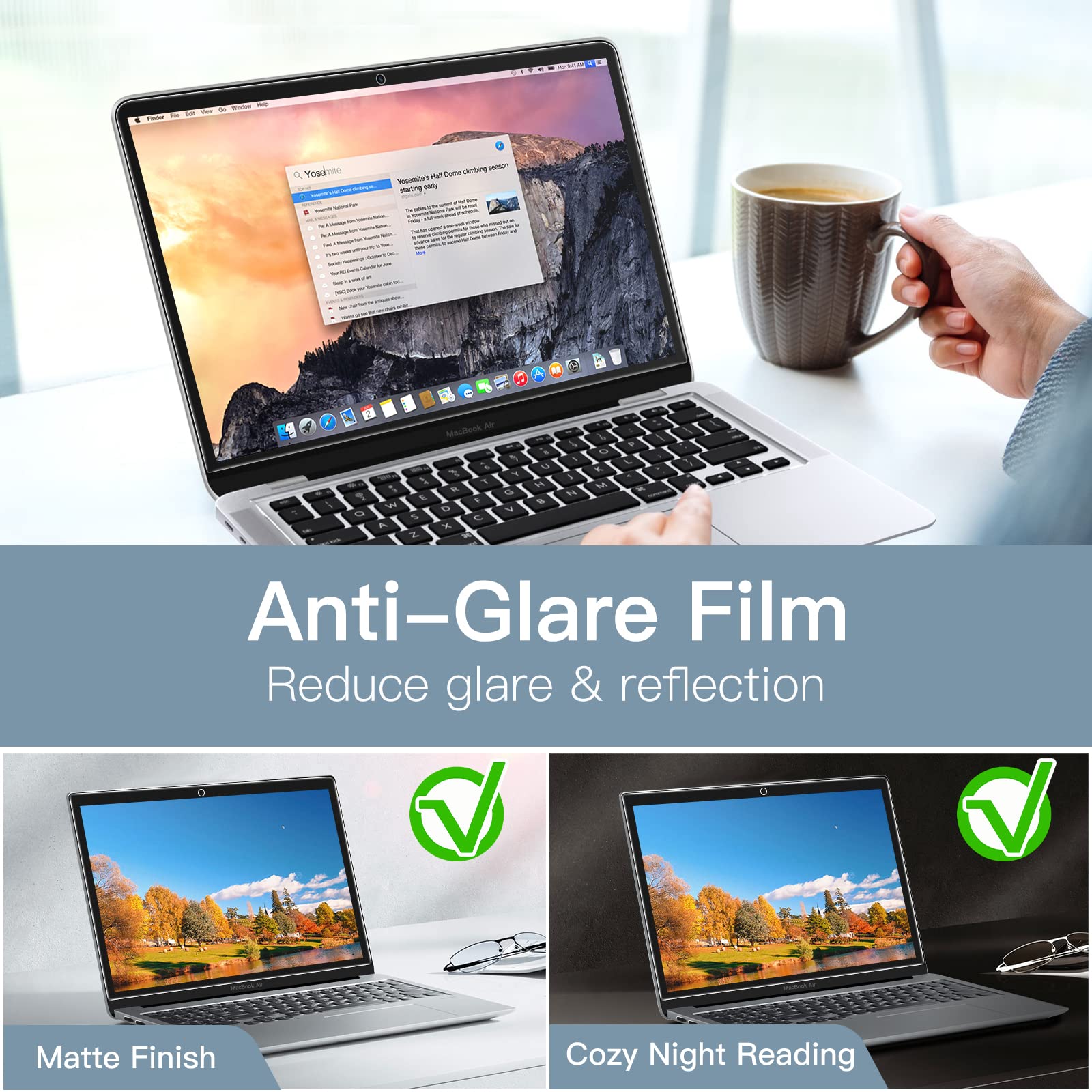 JETech Schutzfolie für MacBook Pro 13 Zoll (Modell 2016-2022, M1/M2) / MacBook Air 13 Zoll (Modell 2018-2020, M1), Blendfreiem Matt PET Displayschutz, Anti Fingerabdruck, 2 Stück